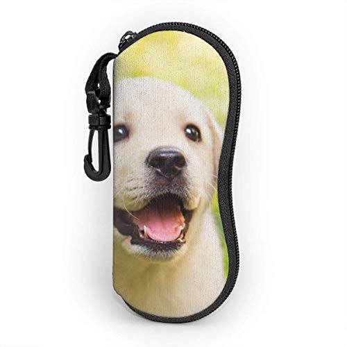 Katrine Store Funda Rígida Gafas de Sol Feliz, risa, perrito Almacenaje Lente Suave Sunglasses Case con Clip de Cinturón para Gafas, Bolsa de Llaves, Lápices, Tarjetas