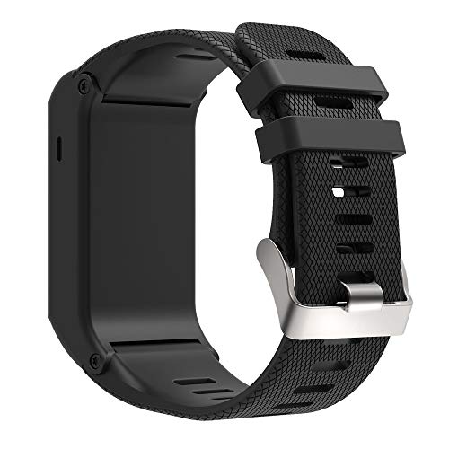 KINOEHOO Correas para relojes Compatible con Garmin Vivoactive HR Pulseras de repuesto.Correas para relojesde siliCompatible cona.(Negro)