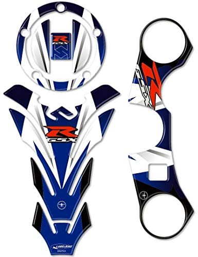 Kit de Pegatinas 3D Protecciones Compatible con Suzuki Gsx-R 600-750 de 2006 Al 2016 y Gsx-R 1000 de 2007 Al 2008 - Azul y Rojo