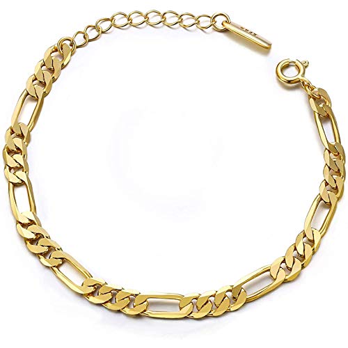 Lavquz Pulsera de Cadena de Rollo de Plata esterlina de 925 4mm21cm Frente a Hombres y Mujeres