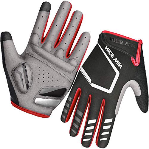 LOHOTEK Guantes de Ciclismo Motocicleta Bicicleta Montaña-Acolchados Bicicleta de Carretera de Hombres Mujeres Antideslizante Pantalla Táctil (Rojo, XL)