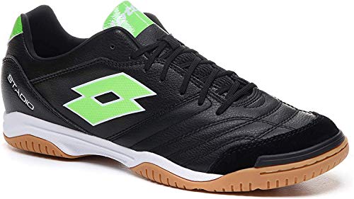 Lotto Stadio 300 II ID, Zapatilla de fútbol Sala, Black-Spring Green, Talla 10 US (43 EU)