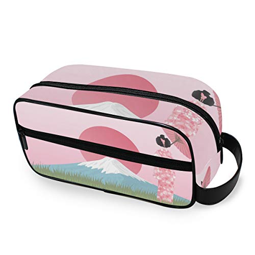 LZXO Bolsa de cosméticos colgante con montura japonesa Fuji para mujer, bolsa de aseo de viaje, organizador de cremallera, bolsa de maquillaje profesional, portátil, neceser