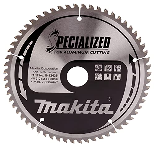 MAKITA B-12435 - Disco de sierra aluminio de 210x2.8 llanta 2 mm 54z -5 grados eje de 30 arandela reduccion 25