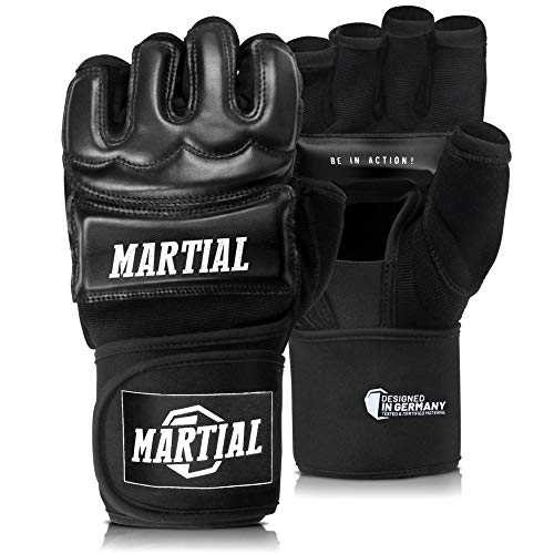 Martial Guantes MMA Profesionales – Guantes de Boxeo Calidad Profesional y Construcción Duradera – Boxeo, Entrenamiento, Saco de Boxeo, Lucha Libre, Grappling, Artes Marciales – Negro – Guantes UFC