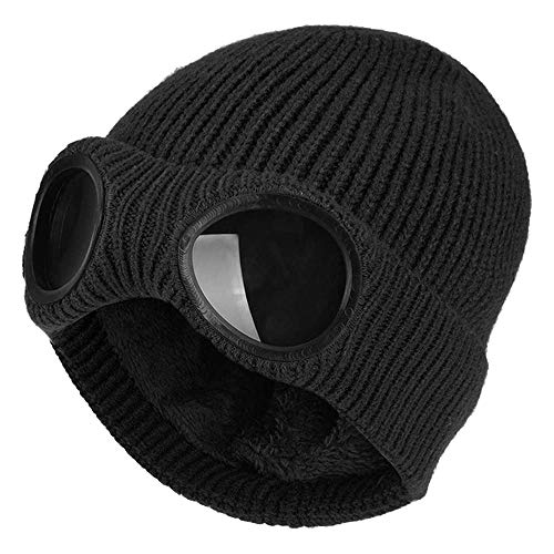 MCSZG Moda Invierno Cálido Sombreros de Punto Unisex Adulto Gorras de esquí a Prueba de Viento con Gafas extraíbles Espesar Gorras multifunción Deportivas