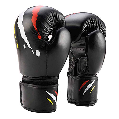 Mhwlai Guantes De Boxeo, Guantes De La Aptitud De Los Niños De Cuero De La PU Son Adecuados para Los Hombres Adultos Y Guantes De Entrenamiento De Combates De Boxeo De Las Mujeres (Negro),Negro,S