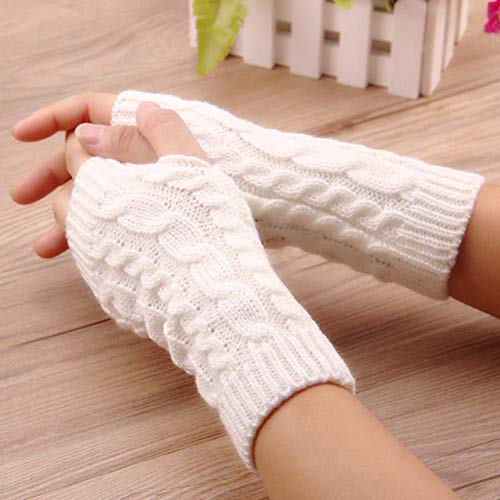 miwaimao Fnito invierno cálido guantes mujeres corto estiramiento Twist Crochet punto medio dedo pantalla táctil mitones mujer invierno cálido brazo sin dedos guante ciclismo