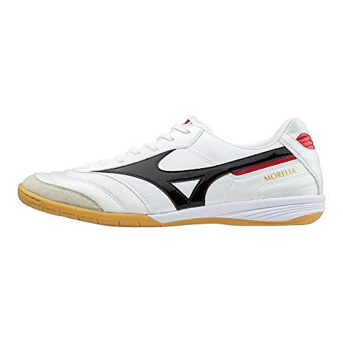 Mizuno Morelia Indoor, Zapatilla de fútbol Sala, White-Black-Chinese Red, Talla 10 US (43 EU)