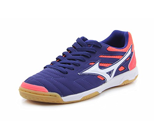 Mizuno Sala Classic 2 IN, Zapatilla de fútbol Sala, Blue Print-White-Fiery Coral, Talla 11.5 US (45 EU)