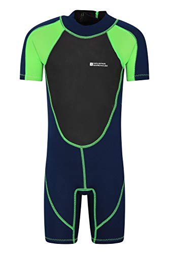 Mountain Warehouse Traje de Buceo para niños - Cuerpo: 2.5mm, Neopreno con Cremallera de fácil Deslizamiento - Costuras Planas - Cuello Ajustable -para bucear en Verano Verde 7-8 Años