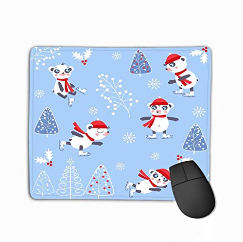 Mouse Pad Bears Backround Little Goes Ice Skating Vintage Rectangle Rubber Mousepad 11.81 X 9.84 Inch
