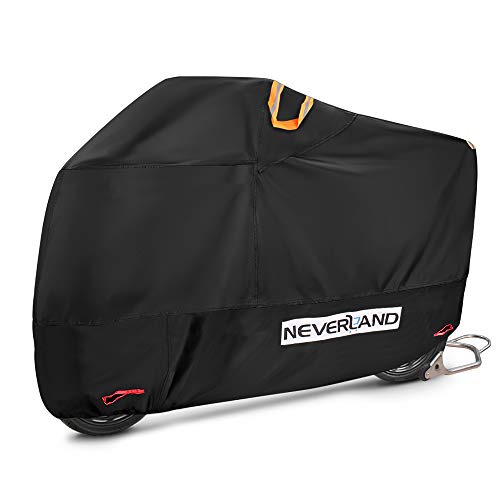 NEVERLAND Talla L Funda Cubierta Cubre de Moto Motocicleta Scooter 210D Oxford 2000Pa Impermeable Exterior Interior Anti-UV Negro