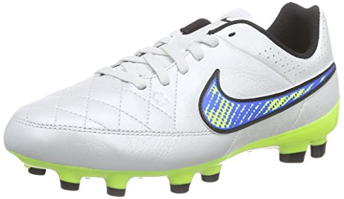 Nike Jr. Tiempo Genio Leather Fg - Zapatillas de fútbol Niños, Blanco - Weiß (White/volt-soar-black 174), 37.5 EU