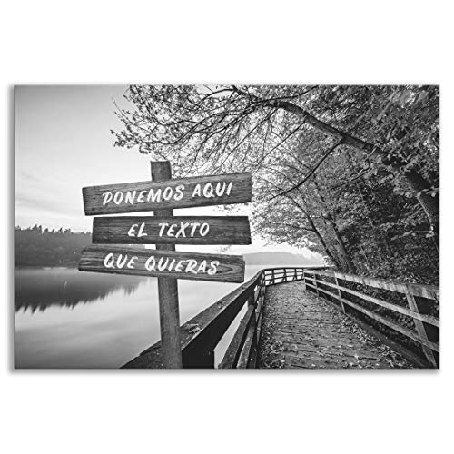 ORIGINALOOPS.COM Cuadro Lienzo Paisaje, Personalizado con tu Texto, Nombres, Fechas, declaraciones, Frases. (Blanco y Negro, 90x60)