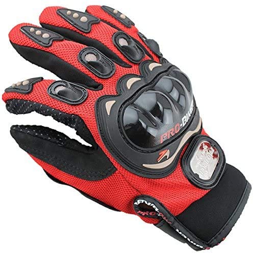 OUTLETISSIMO® Guantes de moto unisex con protecciones para nudillos para moto, motocross, enduro, rojo, talla XXL