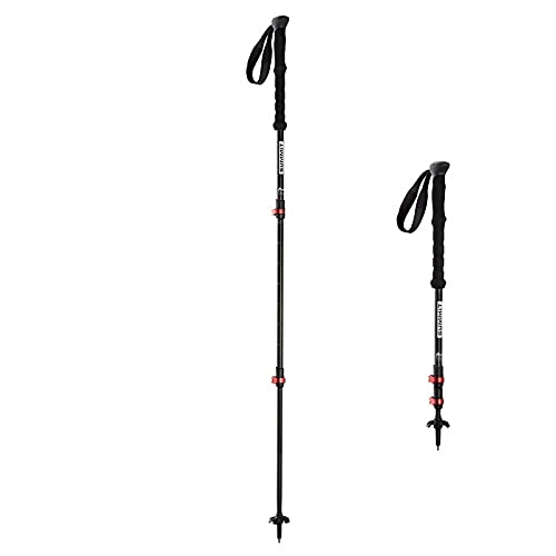 Poles Summit Fuji Carbon Powerlock + Grip Long Bastones 3 secciones con accesorios, sistema Speedlock para senderismo, esquí negro