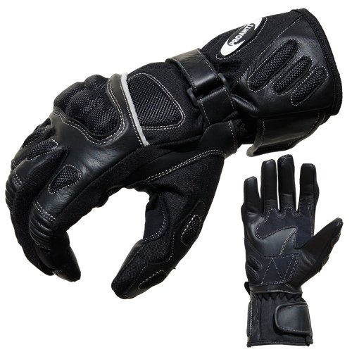 PROANTI Guantes de moto verano Tour Moto Guantes Negro (L)