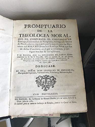 Prontuario de la Teologia Moral, del... reformado, corregido é ilustrado con ...