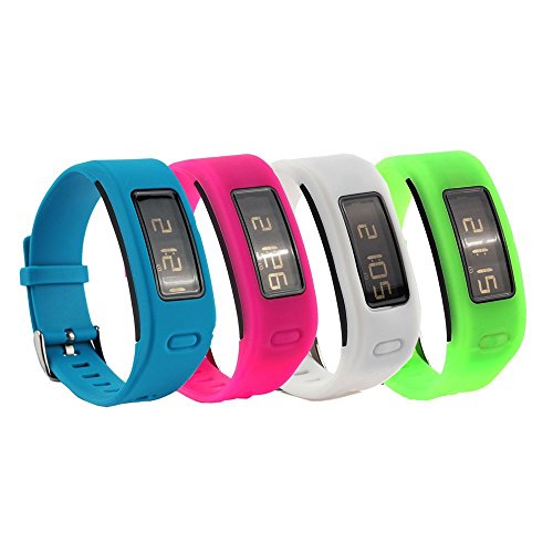 Pulsera de silicona Fit-power de repuesto para Garmin Vivofit con hebilla de metal (sin tracker, solo pulsera de repuesto), Pack of 4B