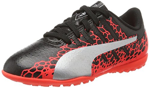 Puma Evopower Vigor 4 Graph TT Jr, Zapatillas de Fútbol Unisex Adulto, Negro (Black-Silver-Fiery Coral), 37.5 EU