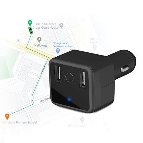 Rastreador GPS Coche, Doble Cargador USB 5V/3A Dispositivo de Seguimiento de Vehículos Gestión de Flotas Alerta de Encendido Botón SOS Monitor de Audio Geo Fence GPS Localizador de Vehiculos