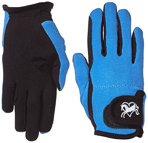 Riders Trend 1007064-BLKSKY-CM - Guantes de equitación para niño, Color Negro/Azul Cielo, Talla M