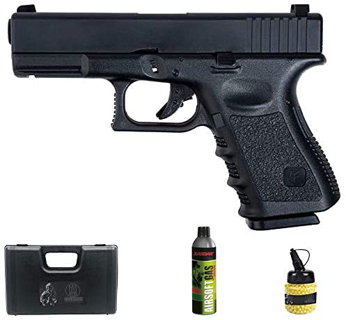 Saigo GLK 23 Negra | Pistola de Airsoft Sistema: Green Gas semiautomática Tipo Glock 23 + maletín y Accesorios