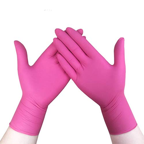 Shang Jiangan 100 Guantes de nitrilo Desechables, Guantes médicos de látex de Caucho, Limpieza Guantes domésticos, Rosa antiestático Guantes de jardinería, Guantes Desechables, adecua (Tamaño : S)