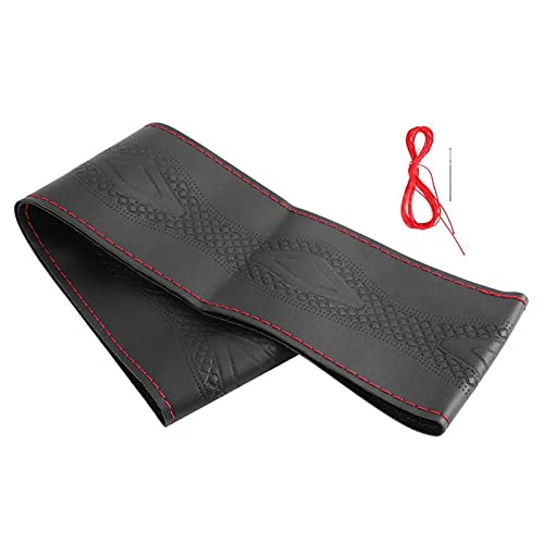 Shipenophy Wrap 38mm Funda para Volante de Cuero Universal para Coche(Black Red)