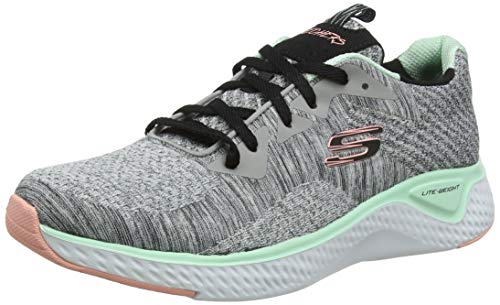 Skechers Solar Fuse-Brisk Escape, Zapatillas Mujer, Multicolor (GYMT Black Knit Mesh/Lime & Light Blue Trim), 39 EU