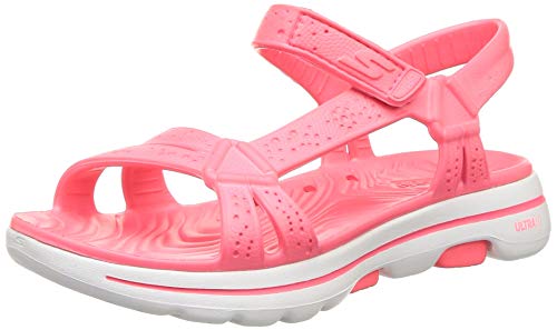 Skechers Women's Foamies Go Walk 5-Tahiti Sport Sandal, Pink, 7