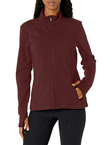 Skechers Women's Go Walk Full Zip Mock Neck Mesh Athleisure Jacket, Chocolate Drizzle, Medium