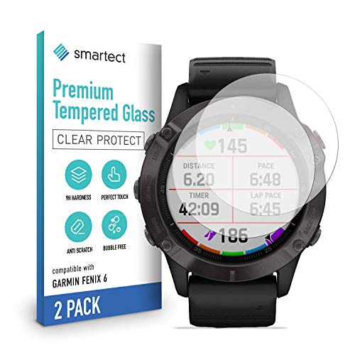 smartect Cristal Templado para Móvil Garmin Fenix 6 / Fenix 6 Pro (NICHT 6s, 6s PRO, 6X PRO) [2 Unidades] - Protector de pantalla 9H - Diseño ultrafino - Instalación sin burbujas - Anti-huella