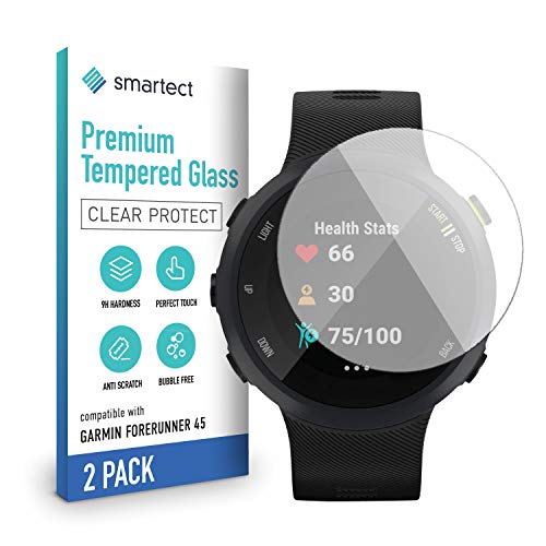 smartect Cristal Templado para Móvil Garmin Forerunner 45 [2 Unidades] - Protector de pantalla 9H - Diseño ultrafino - Instalación sin burbujas - Anti-huella