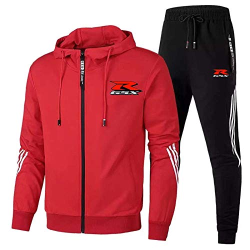 Su-Zuki Gsx-R Chándal De Hombre Traje De Jogging Chaqueta con Capucha + Abrigo De Pantalones,Rojo,XL/X~Large