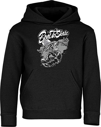 Sudadera con Capucha: Born to Skate ? Bone to Skate - Skater Pulóver - Regalo Niños Niño Niña Skateboard Monopatín Mono Patinar Cumpleaños Navidad Sweater Hoodie Jersey Outdoor Deporte Sport (164)