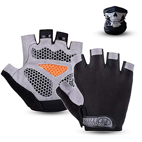 SUXMAN Guantes Bici, Guantes Bicicleta Montaña, Guantes MTB, Guantes Moto Verano, Guantes Gimnasio para Hombres Mujeres de Medio-Dedo Antideslizante