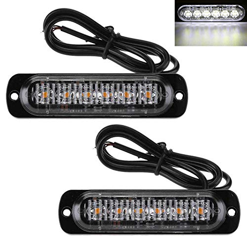 TABEN Luz estroboscópica para coche, camión, 6 luces de advertencia SMD, 18 modos, luces de circulación diurna LED, 12-24 V, color blanco