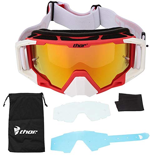 Tbest Gafas Motocross,Gafas Protectoras Moto Ajustable,Gafas de Seguridad,Gafas de Moto Gafas Protectoras Ajustable Gafas de Motocross de Moda Protección de los Ojos Gafas de Antiviento (rojo blanco)