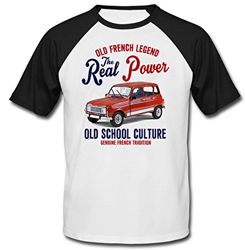 TEESANDENGINES - Camiseta de manga corta para hombre Renault 4 GTL Clan francés negro Blanco blanco S