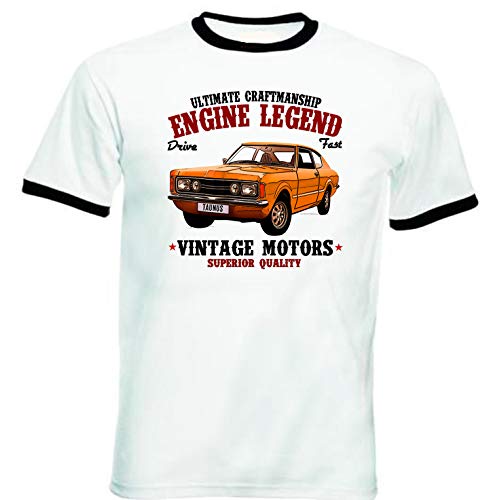 TEESANDENGINES - Camiseta para hombre Ford Taunus 1970, color negro Blanco blanco L