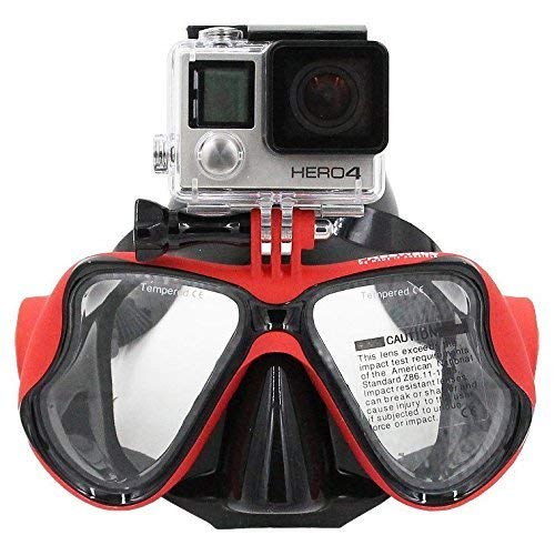 TELESIN Buceo Máscara de buceo Soporte de buceo Compatible con GoPro Hero3, 3+ y 4/4 Sesión, Hero 5, Xiaomi Yi, SJCAM Gafas de natación,Rojo