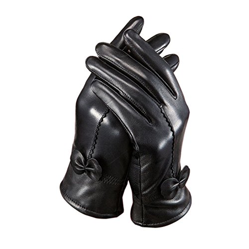 Tininna - Guantes para mujer o niña, con piel de cordero, impermeables, para invierno o motociclista negro Tamaño libre