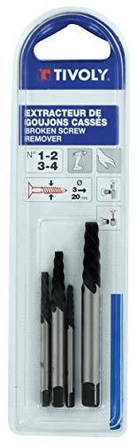 TIVOLY 11111021234 - Kit Extractor de clavos N°1-2-3-4. Para extraer tornillos rotos con la ayuda de un giramachos