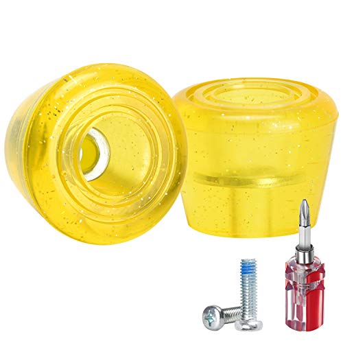 TOBWOLF 1 par de tapones de punta de patín de poliuretano con tornillos y destornillador, 82A Roller Quad patines, tapones de freno de doble fila para patines – amarillo