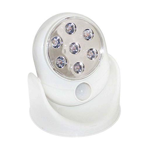 Trimming Shop Sensor Movimiento Luz Activado sin Cables Luz Ángel 7 LED Peldaños Porches Cubiertas Patios Garajes Vía Escaleras Porches Armarios y Más - Blanco, 2pcs