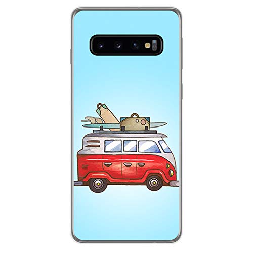 Tumundosmartphone Funda de Gel TPU para Samsung Galaxy S10 diseño Furgoneta Dibujos