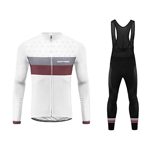 Uglyfrog Bike Wear- Chaqueta de Ciclismode Manga Larga+Pantalones de Acolchado 3D para Hombres de Invierno Conjunto de Ropa de Ciclismo de Lana Térmica