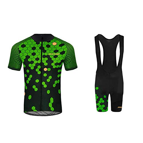 Uglyfrog Ciclismo Maillot, Hombres Jersey + Pantalones Cortos Babero Mangas Cortas de Ciclismo Ropa Maillot Transpirable para Deportes al Aire Libre Ciclo Bicicleta DXMX02